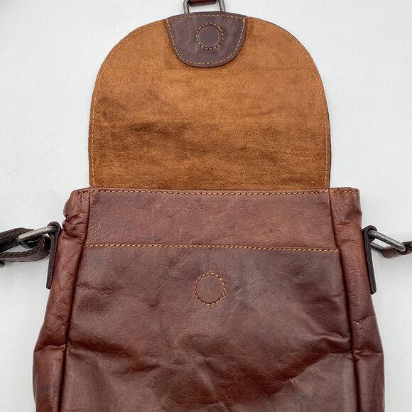Jack Georges Dark Brown Leather Crossbody Bag Rustic Cowboy Rodeo Purse Boho 9" - Picture 7 of 13